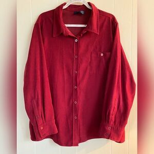 Basic Editions Shirt Women’s 2X Red Faux Suede Stretch Coastal Cowgirl